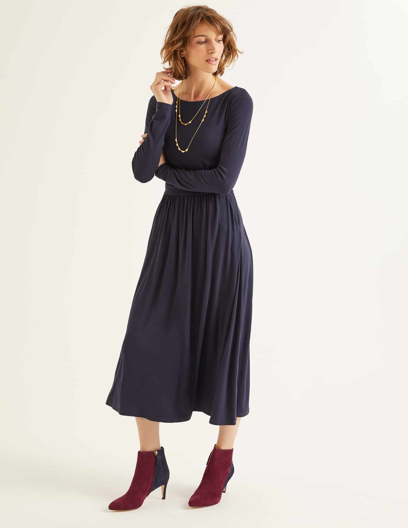 Boden Lucille Jersey Midi Dress in Navy | I'm Mother of the Bride