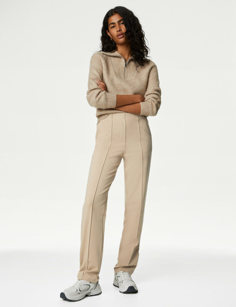 Marks and Spencer's beige pants in jersey twill